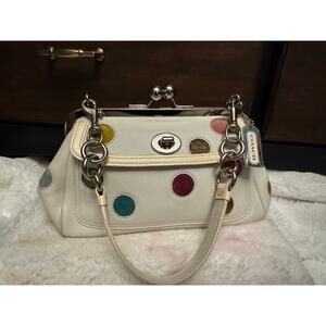 Rare COACH Polkadot coach Special edition kisslock top handle bag